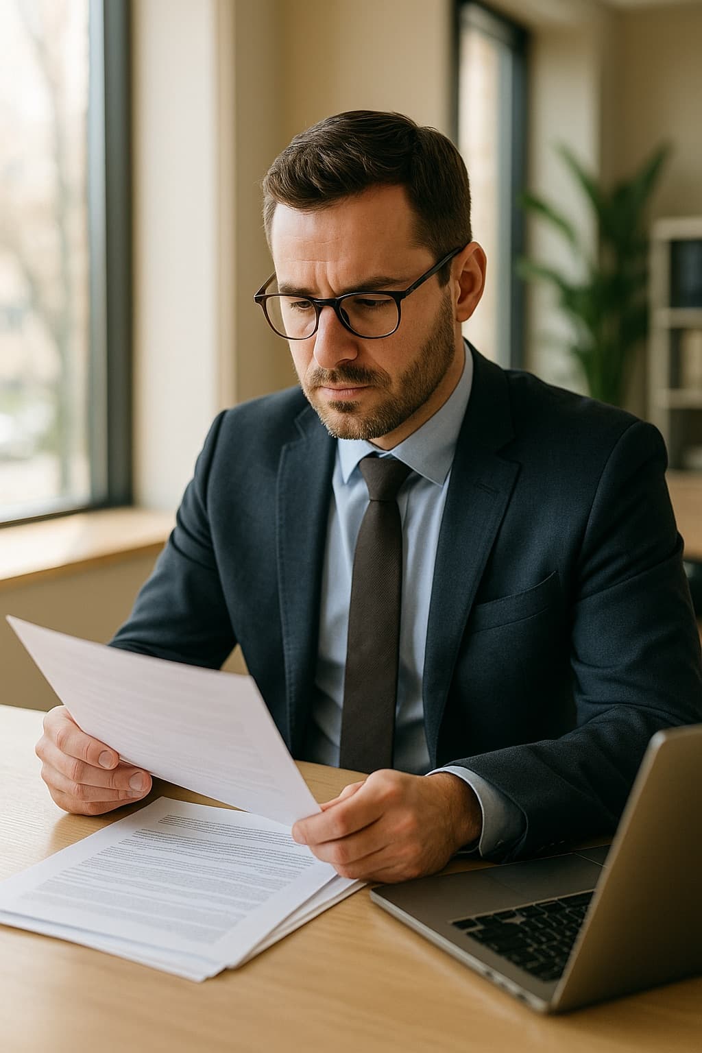 A loan officer reviewing a corrected credit file at their desk